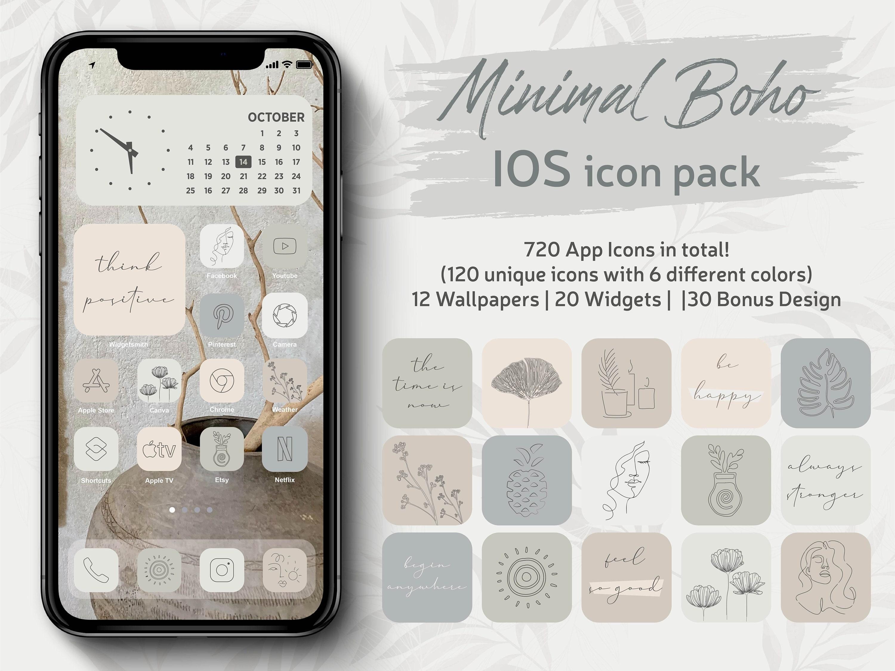Minimal Boho iPhone Ios And App Icons Pack Light