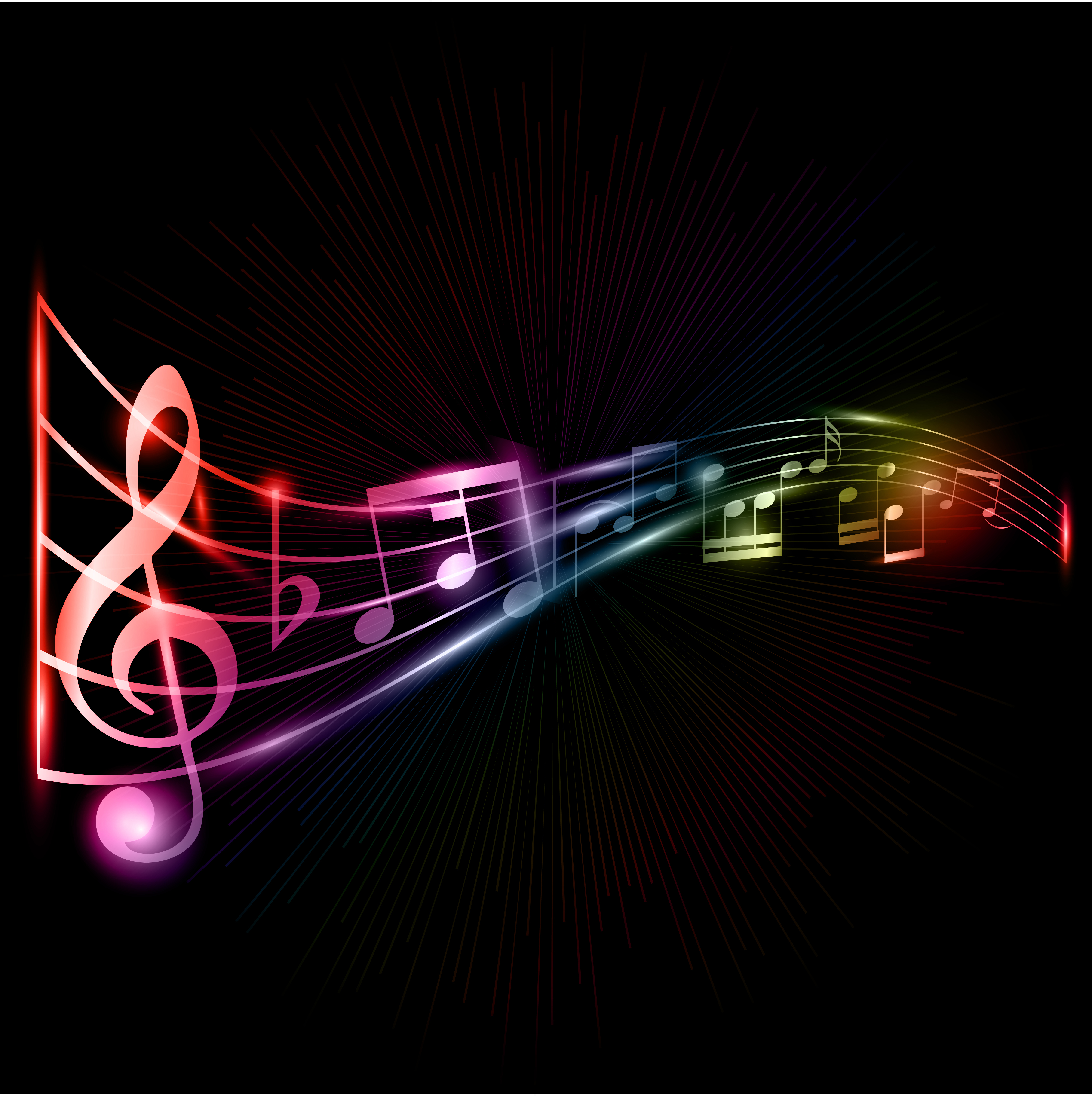 Colorful Neon Music Backgrounds Neon music notes background