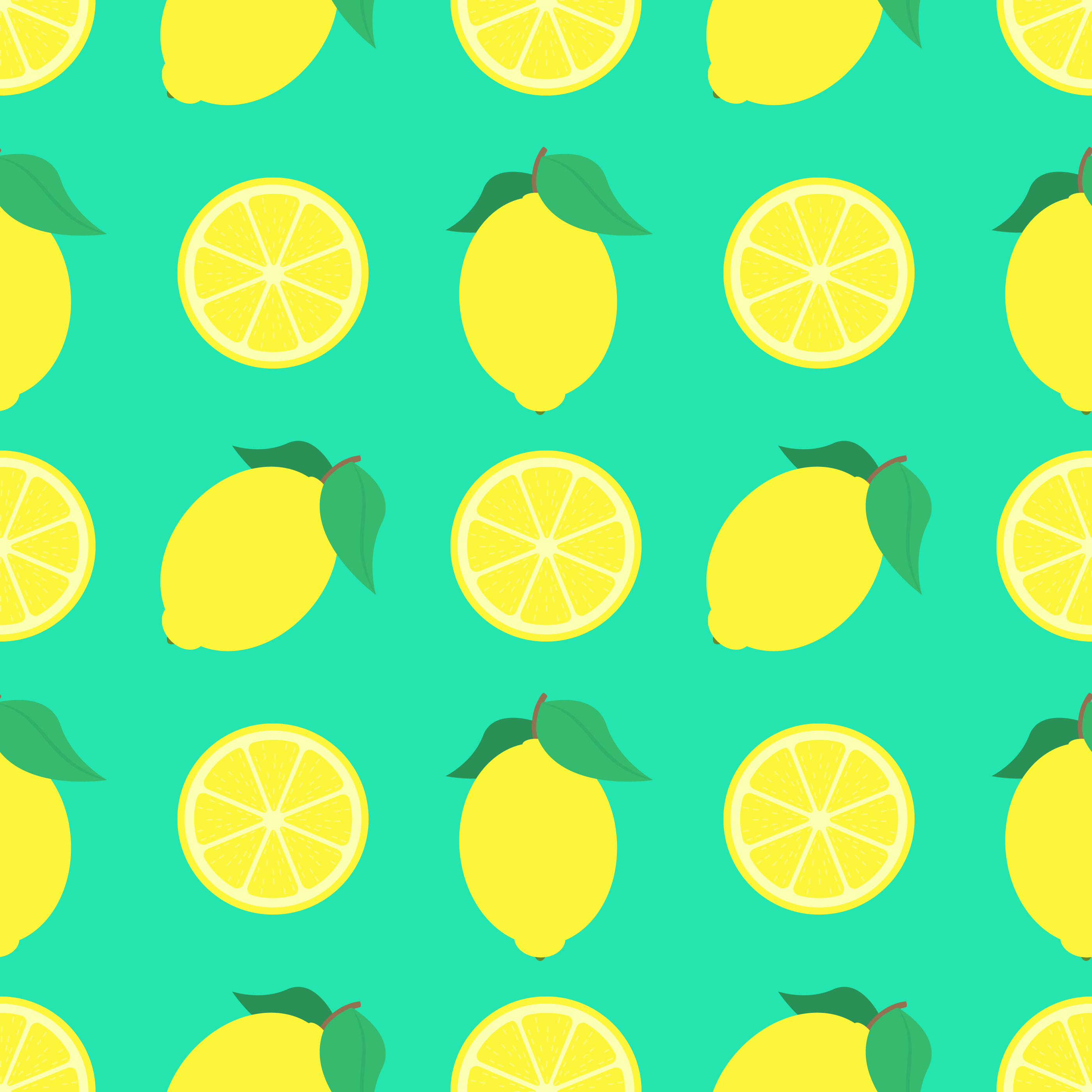 Summer Lemons Seamless Pattern Background Vectors