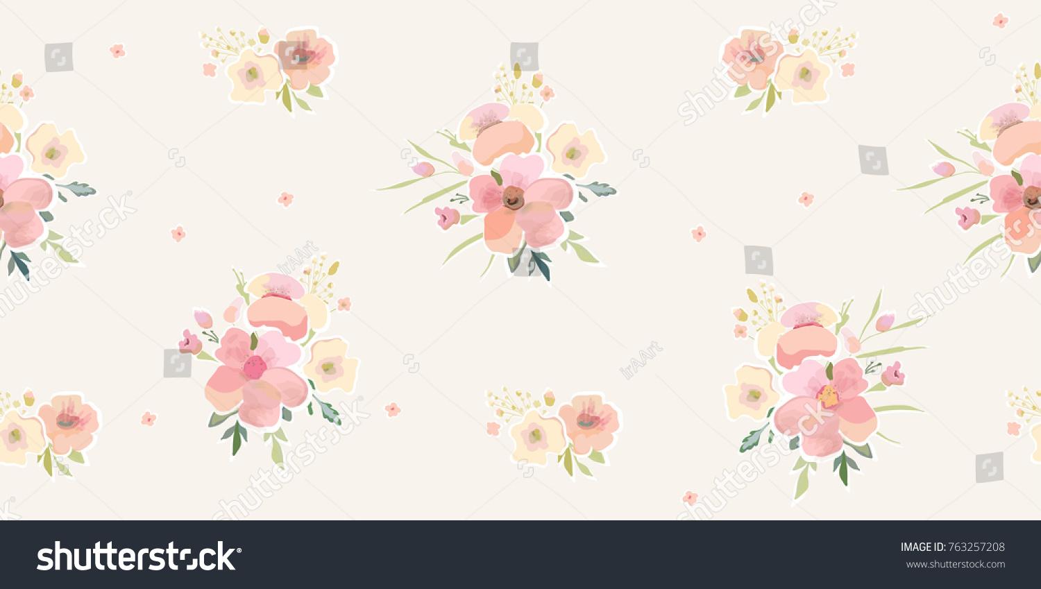 Watercolor Floral Pattern Cute Flowers Background Stock Vector