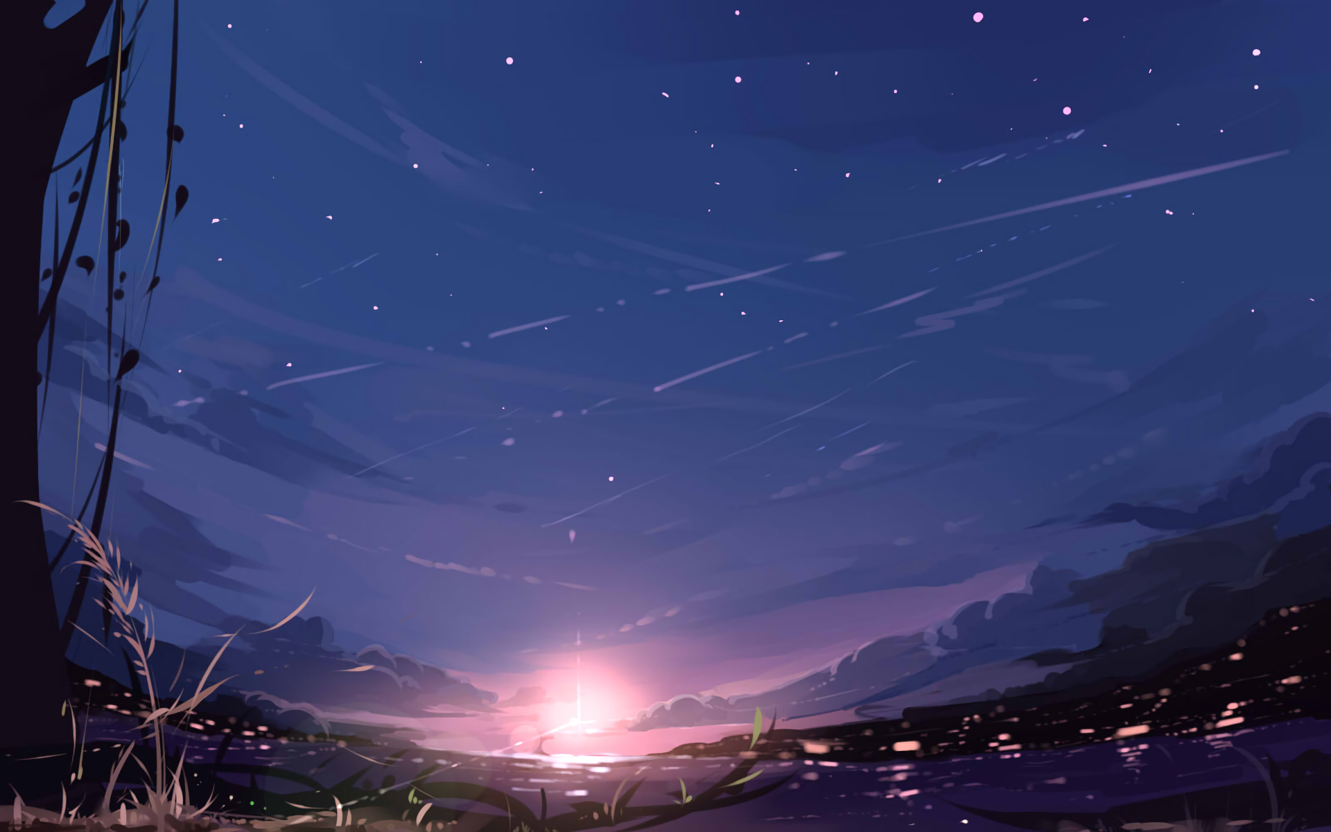 Anime Original Night Light Wallpaper Background