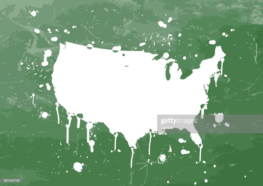 Usa White Graffiti Map On Green Background Stock Illustration