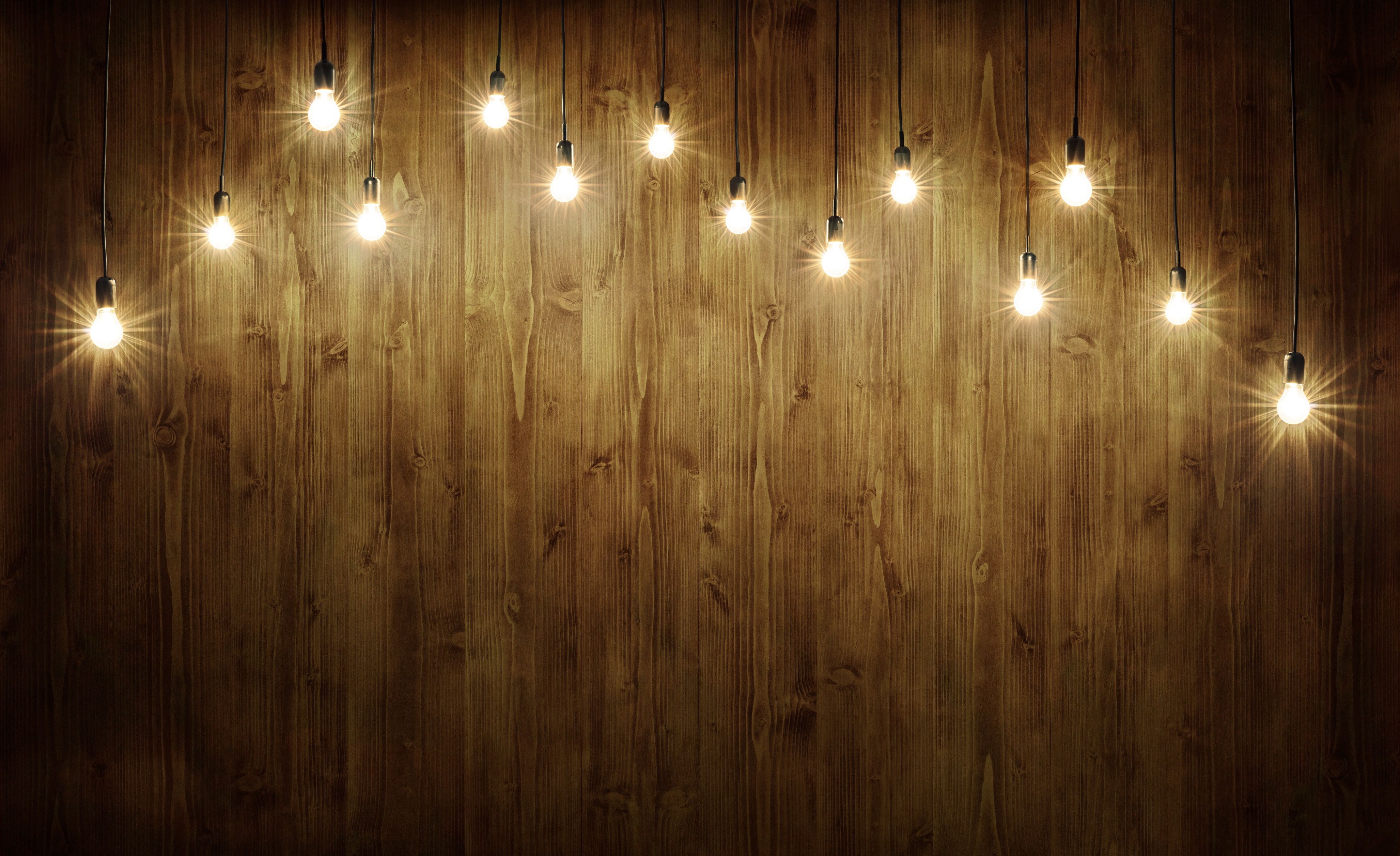 Wood Background With Lightbulbs Green Screen Background