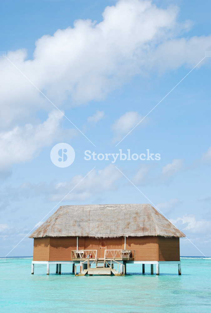 Honeymoon Villa In Maldives Clouscape Background Royalty