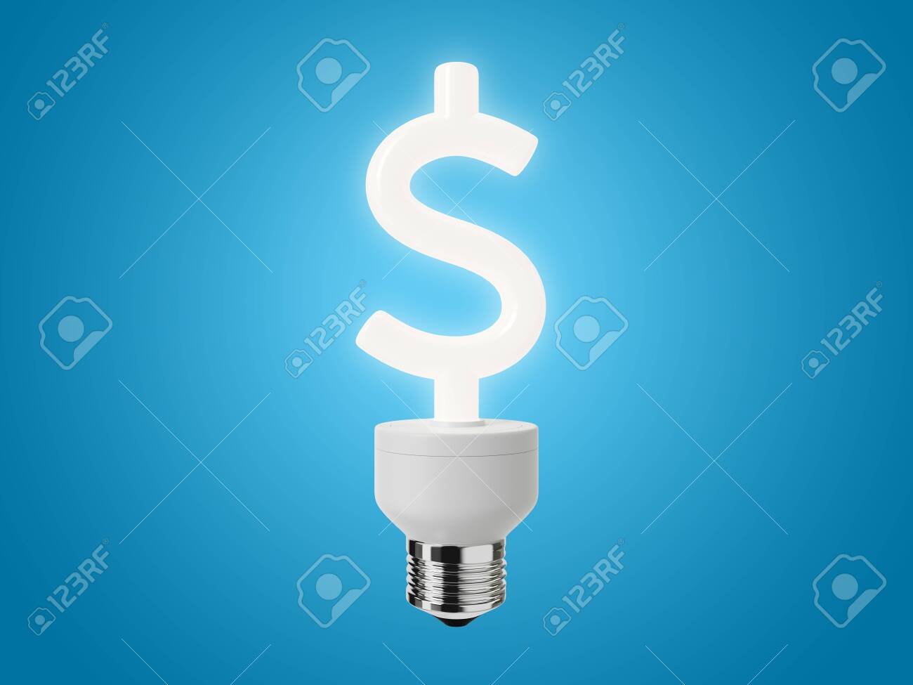 Free Download Energy Efficient Dollar Sign Light Bulb On A Blue 