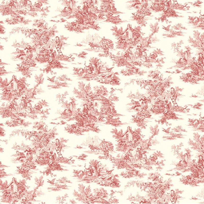 Wallpaper Toile Red Pattern