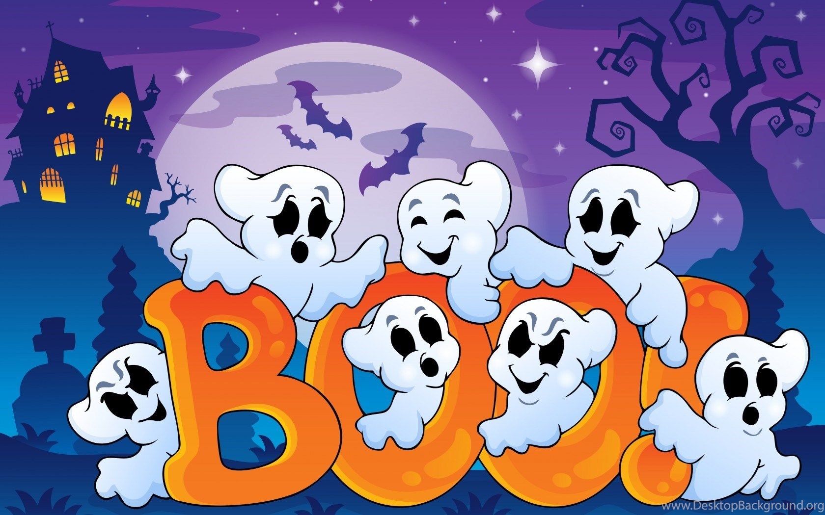 Boo Halloween Cartoon Wallpaper Desktop Background