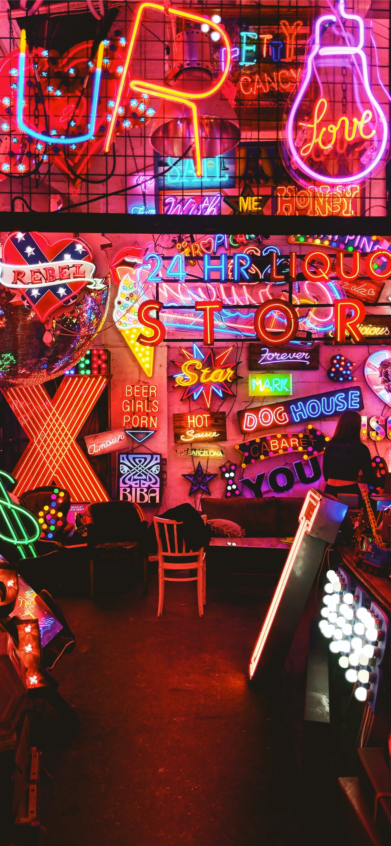 Multicolored Lighted Neon Signs iPhone Wallpaper