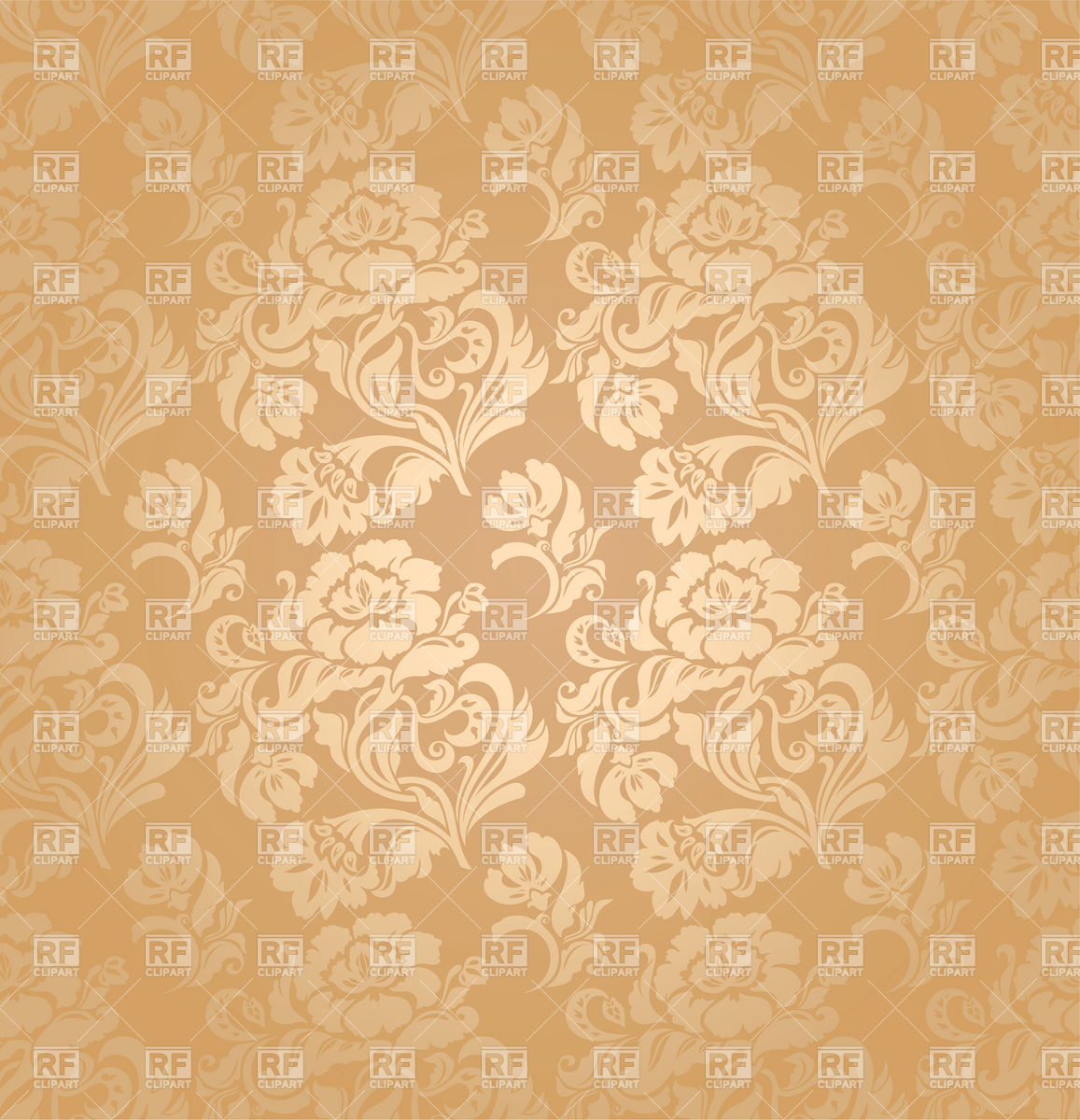 Beige Victorian Wallpaper With Floral Pattern Background