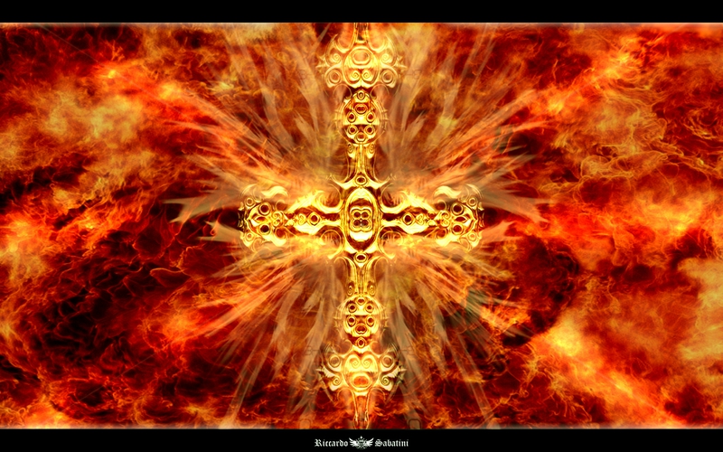 Evil Design Cross In Hell Abstract 3d And Cg HD Desktop Wallpaper