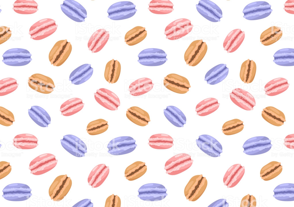 Colorful Macarons Seamless Pattern Vector White Background Stock