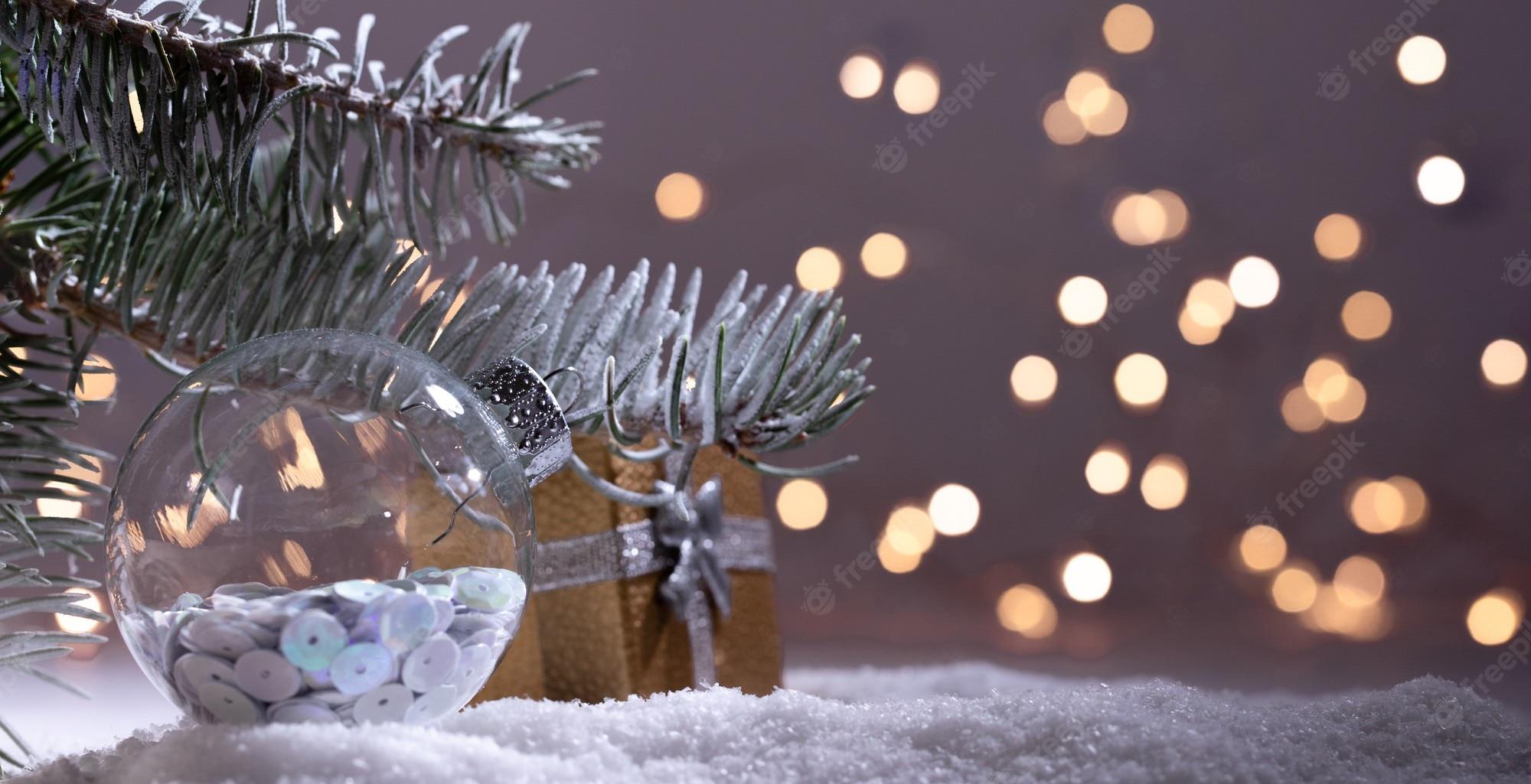 Premium Photo Christmas Decorations Banner Snowy Fir Tree