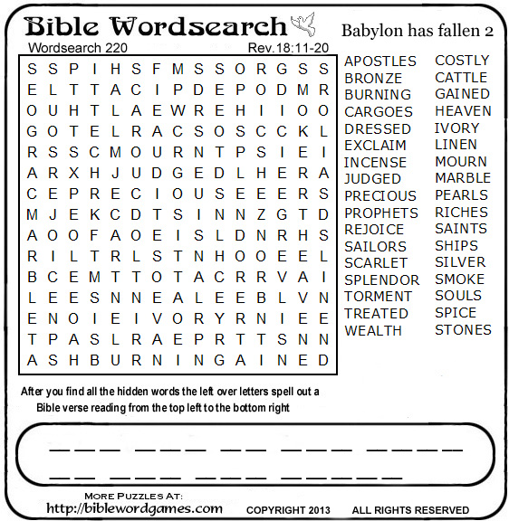 Solution To Bible Wordsearch Circle A Word Puzzle No Click Here