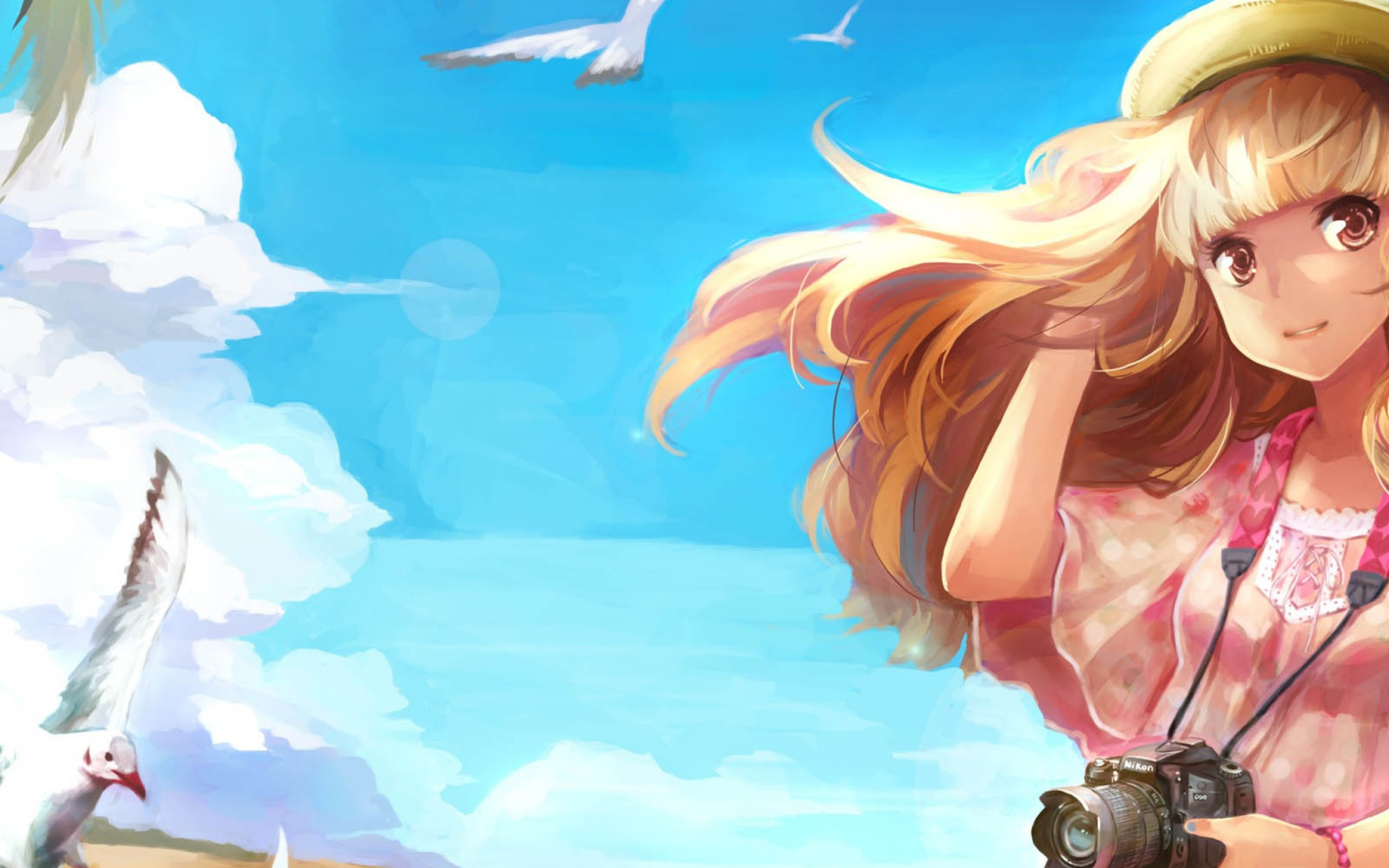 Wallpaper Anime Blonde Girl In A Summer Holiday