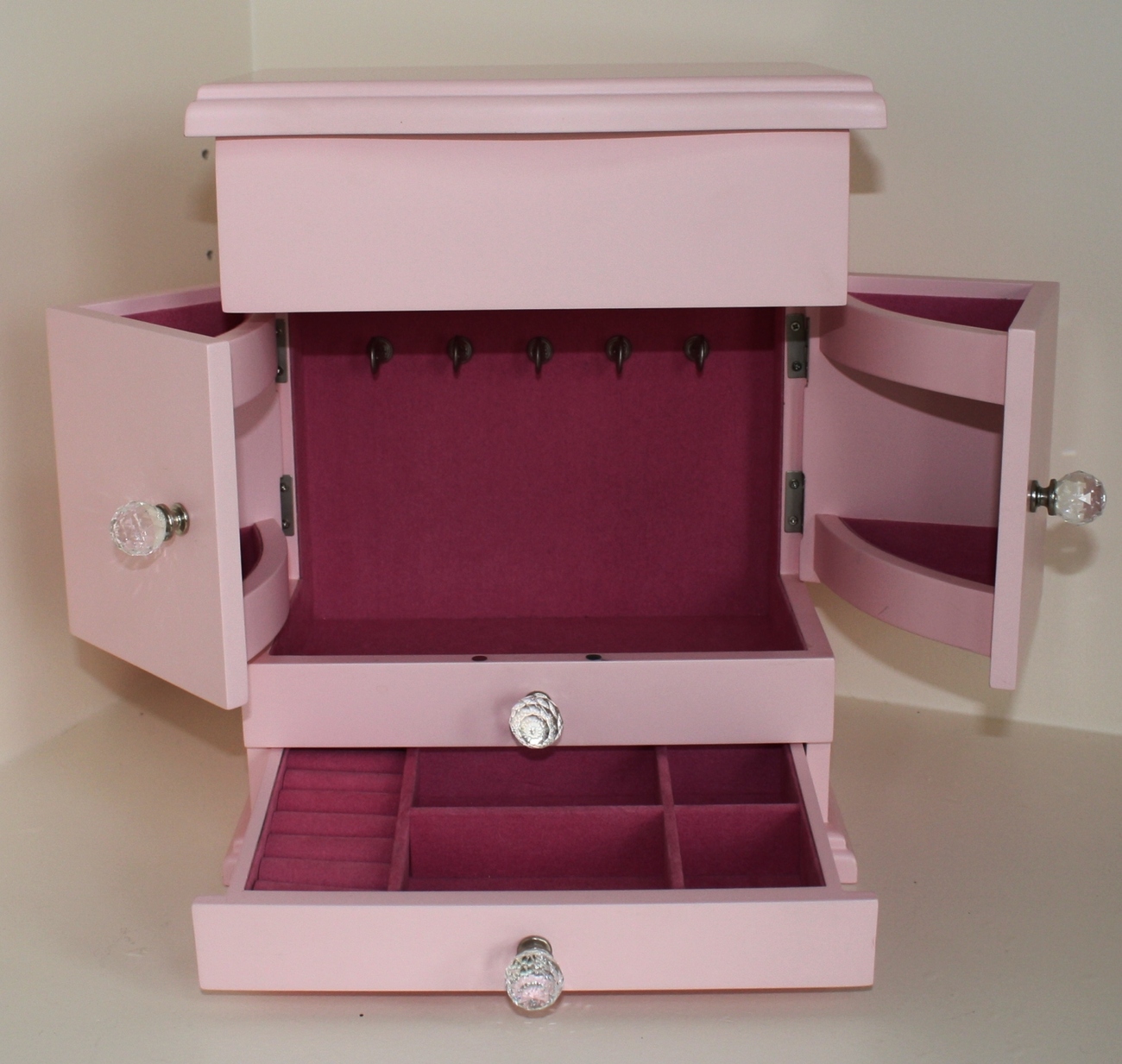 Pottery Barn Kids Teens Jewelry Box Medium Size Pink Wood