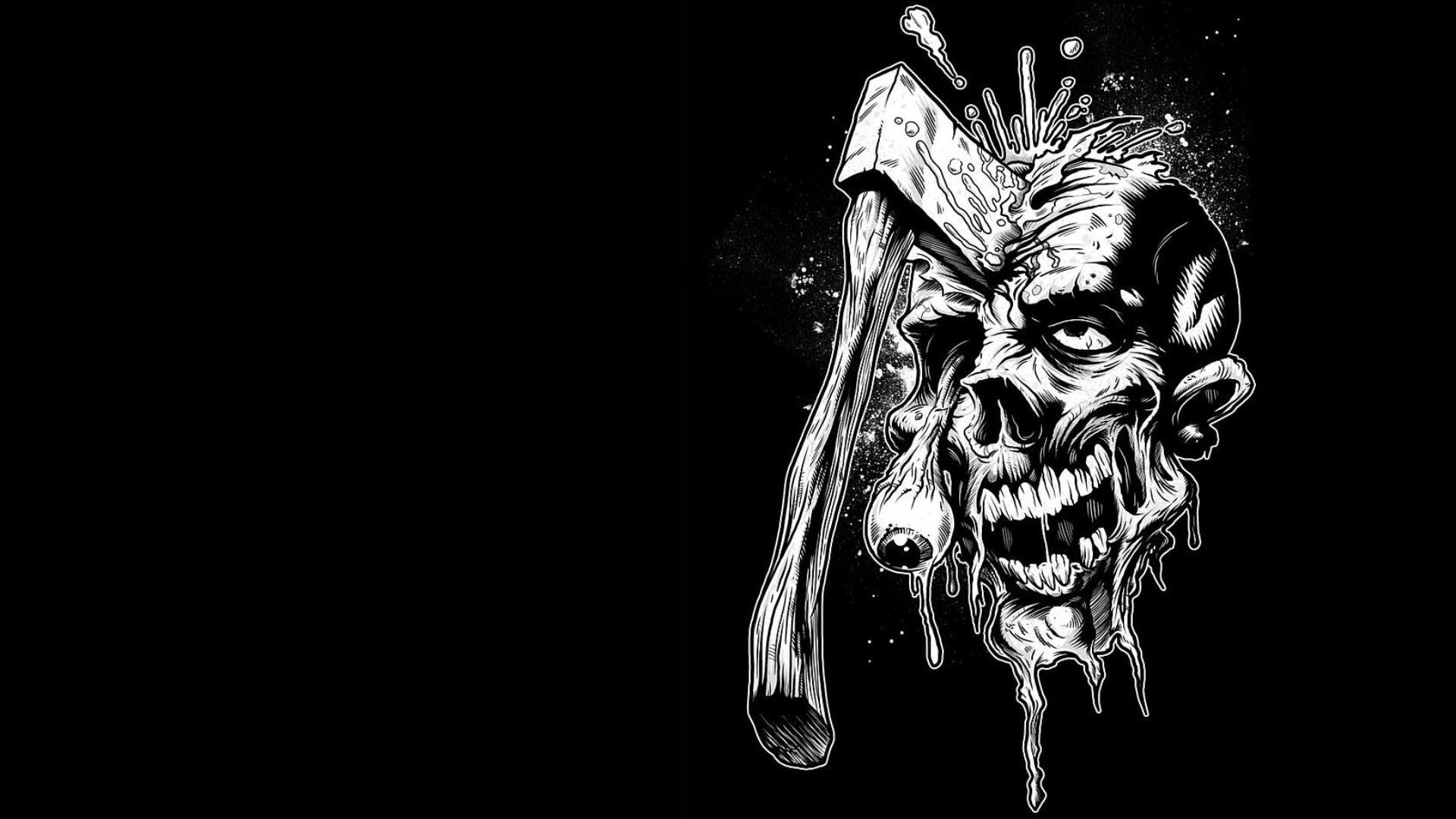 Dark Zombie Horror Skull Weapon Wallpaper