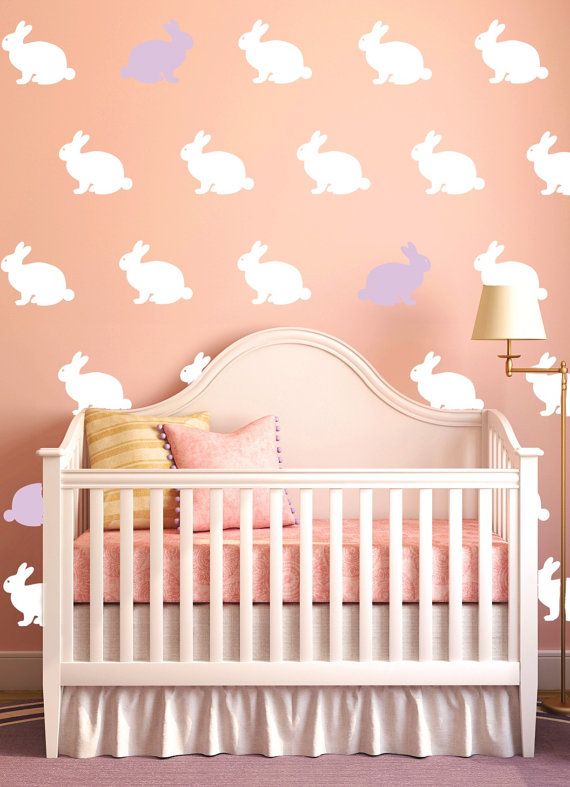 Decals Girls or Boys Nursery Rabbit Vinyl Decals Wallpaper Pattern