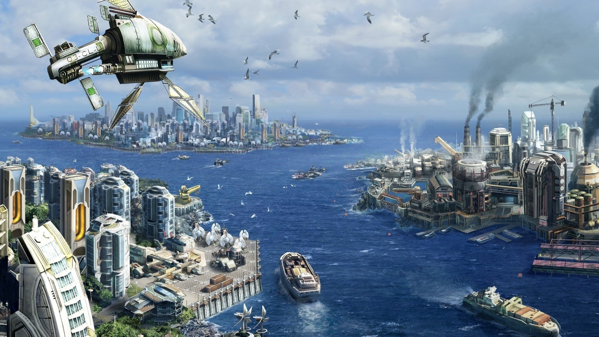 Futuristic City Spaceship Cities Sci Fi Wallpaper