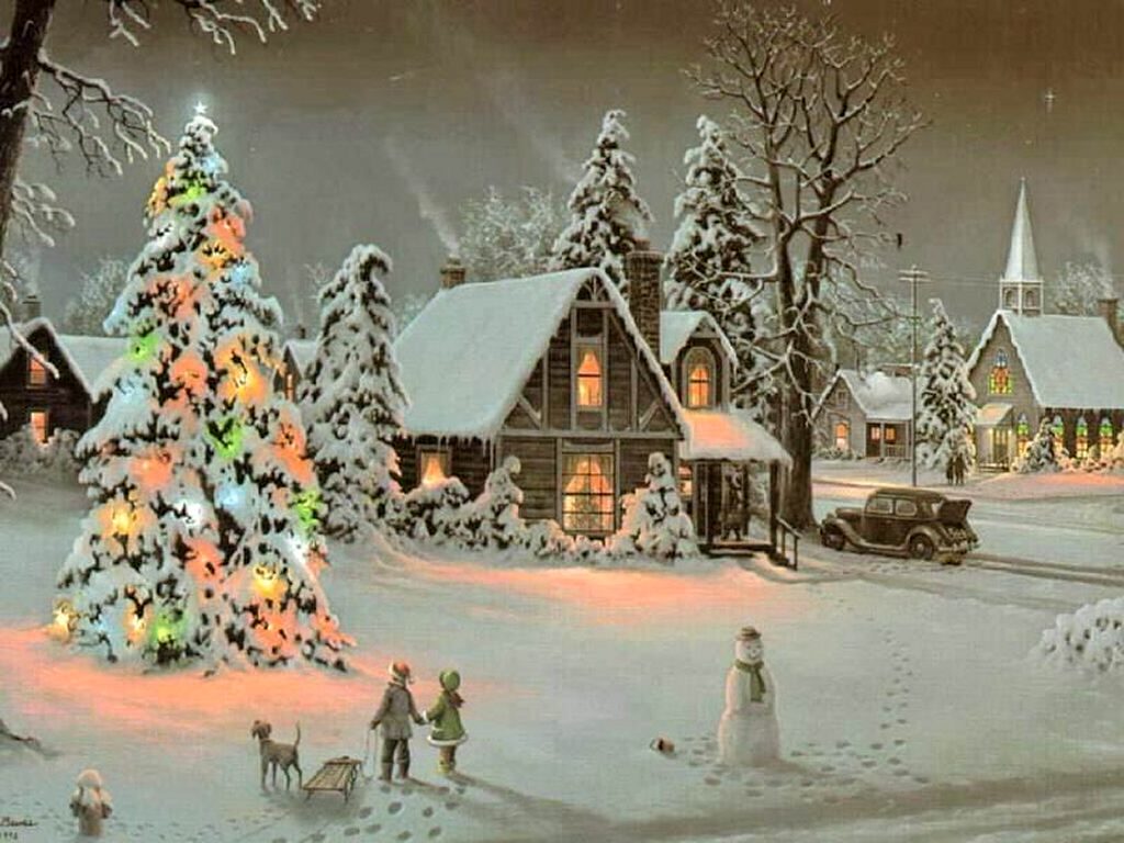 Victorian Christmas Scene Wallpaper