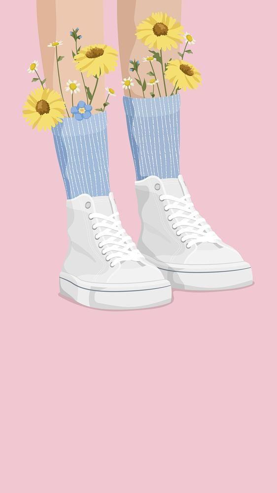 Cute Shoes Cartoon iPhone Wallpaper
