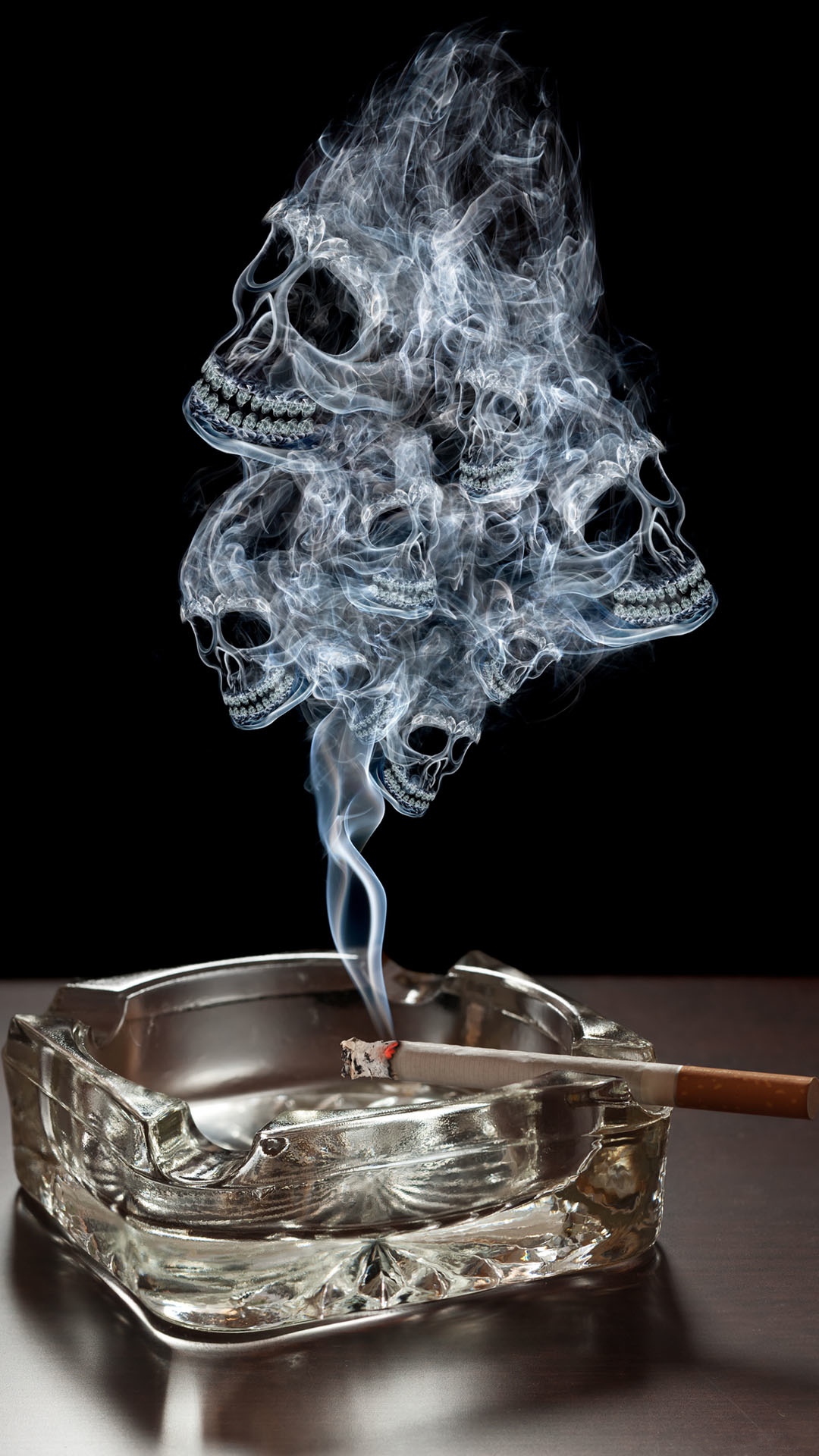 Smoke Skulls Ashtray Burning Cigarette Android Wallpaper
