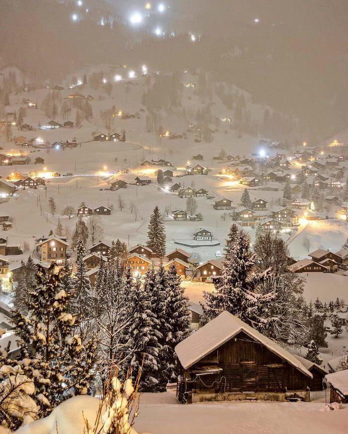 Winter Night In Switzerland Looks Like Something Out Of A