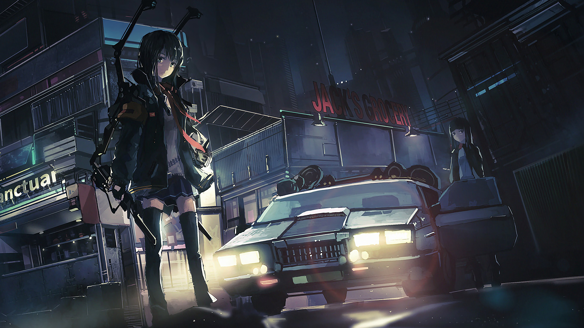 Anime Girls Original Characters Police Cars