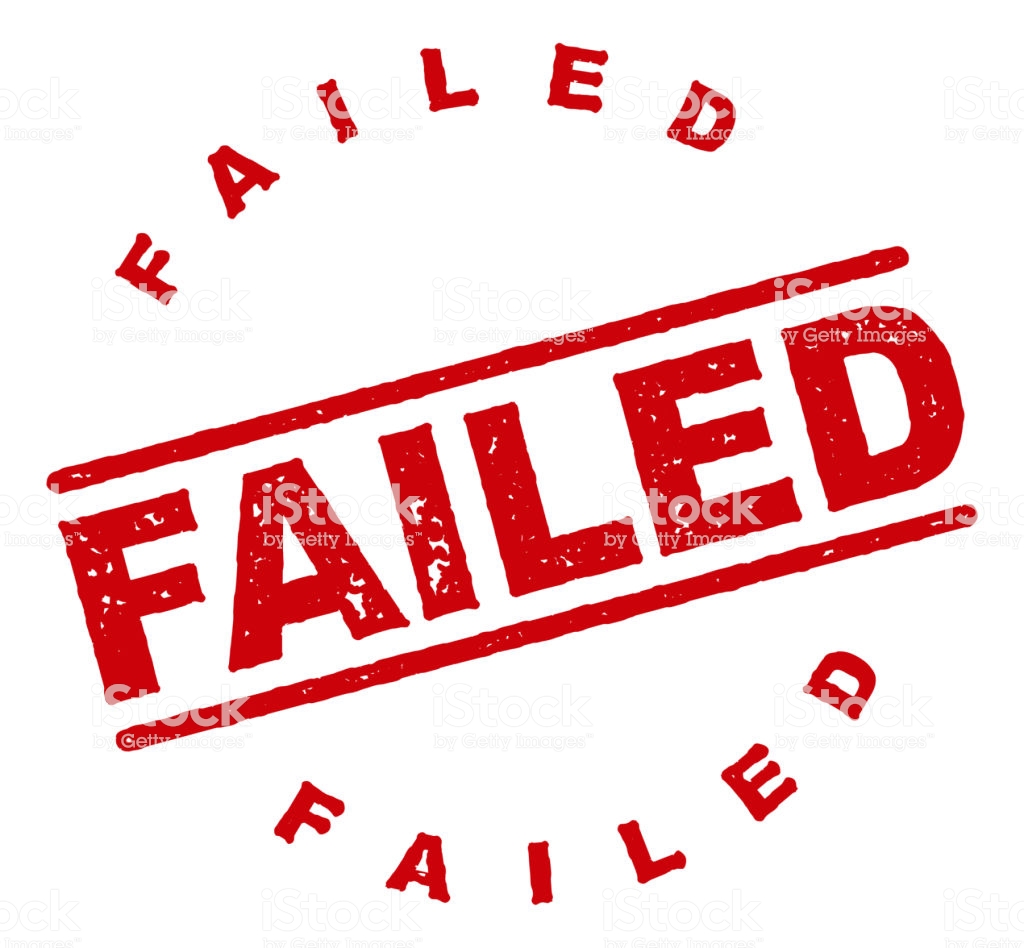 Failed Red Rubber Stamp Icon On Transparent Background Stock
