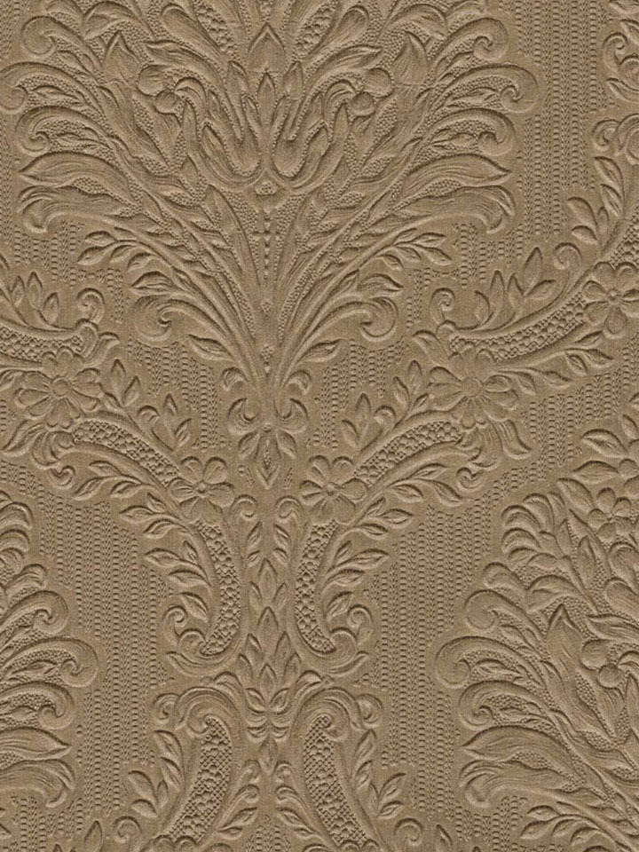 Brown Embossed Classical Damask Wallpaper Traditional