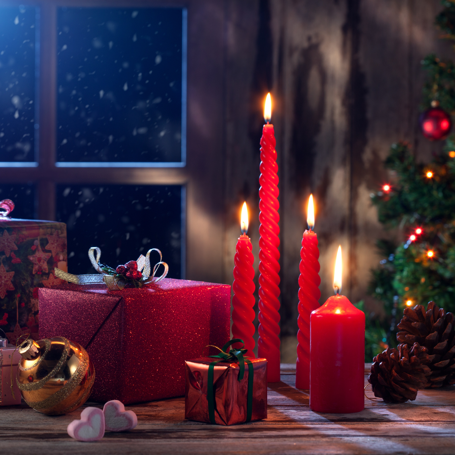 Christmas Ornaments Window Candle Holiday Pfp Wallpaper