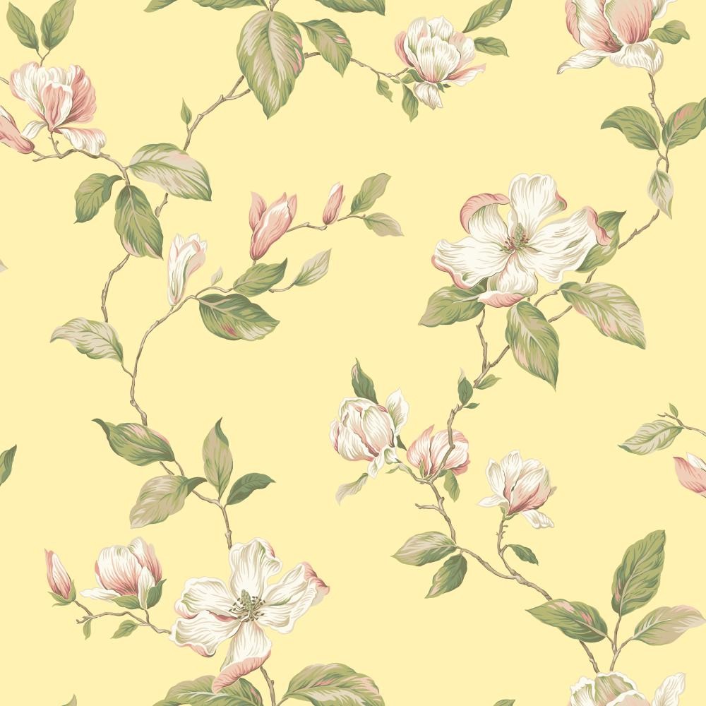 York Wallcovering Ashford House Blooms Magnolia Wallpaper Ak7508