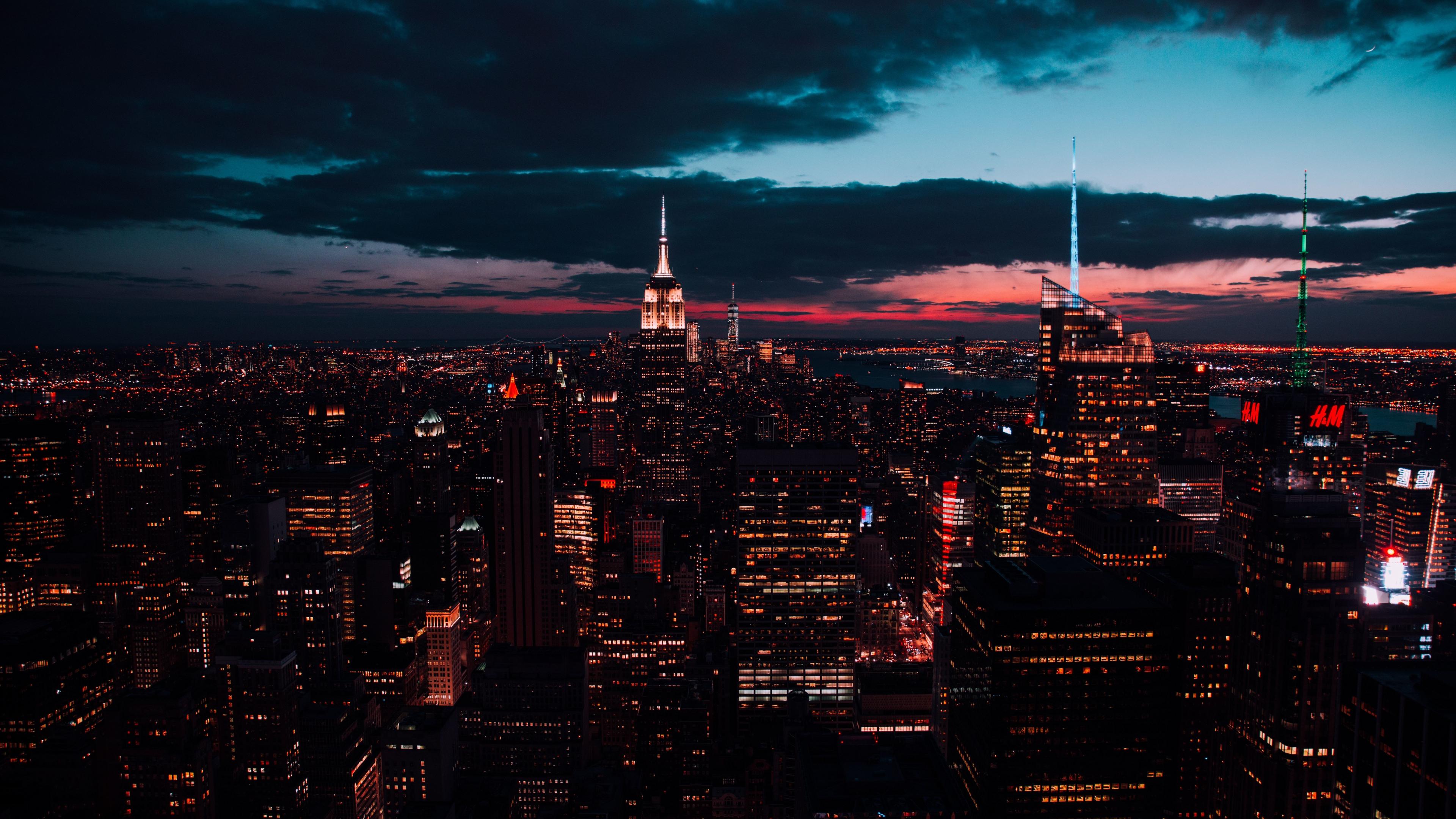 Wallpaper New York Buildings Night Cityscape