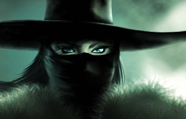 Wallpaper Girl Mask Scarf Hat Zorro Rendering