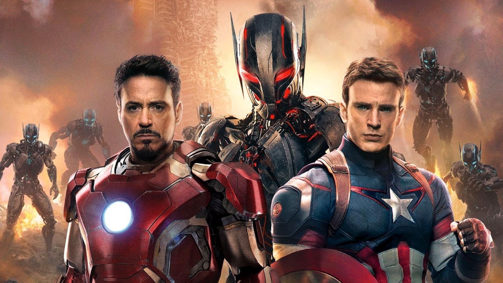 Iron Man and Captain America in Avengers Age of Ultron 2015 Wallpaper