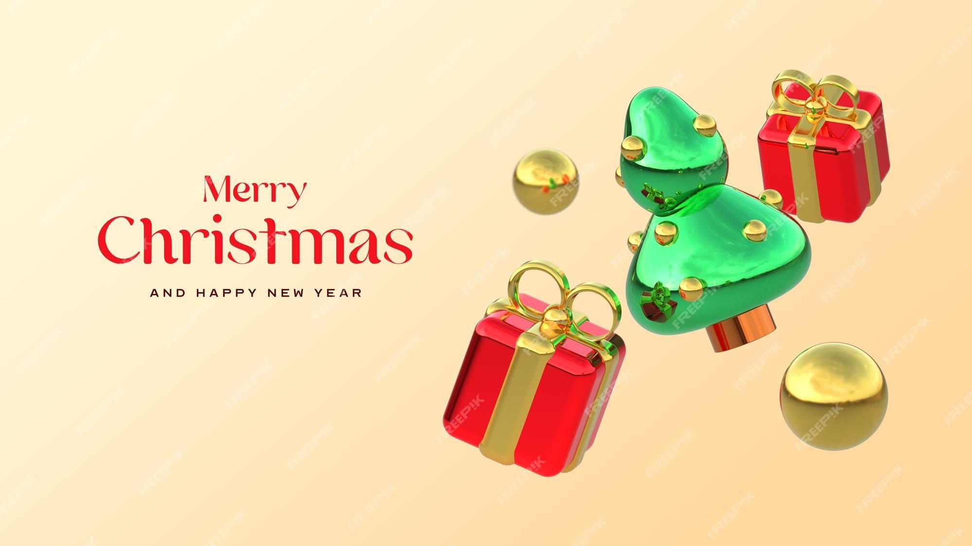 Psd Beautiful Merry Christmas Banner Template With 3d