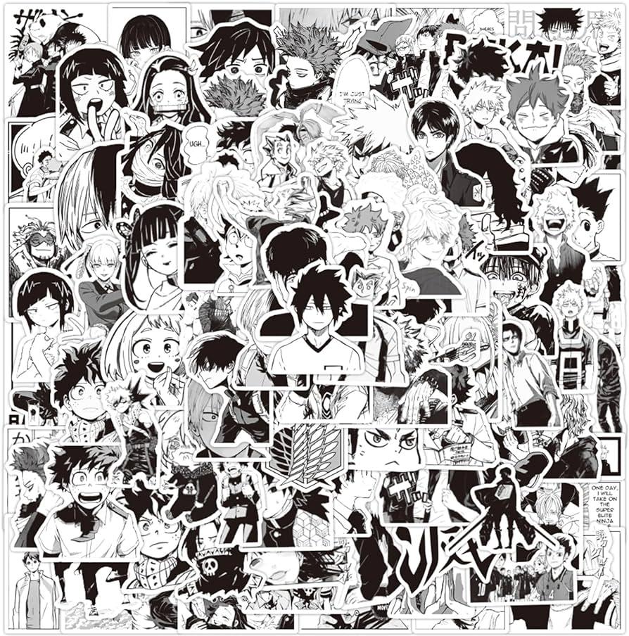 🔥 Free download 100PCS Black and White Anime Mixed Stickers Pack Vinyl