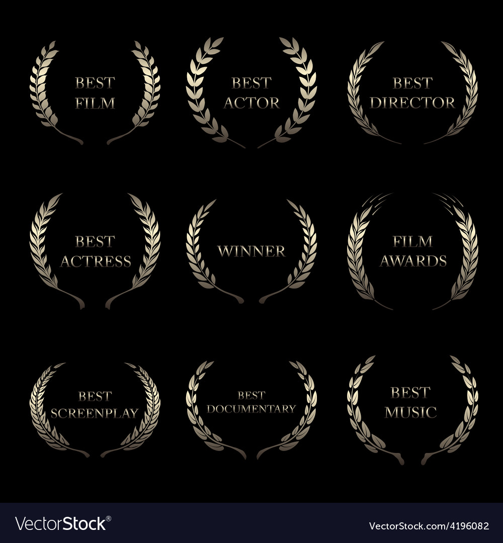 Film Awards Award Wreaths On Black Background Vector Image