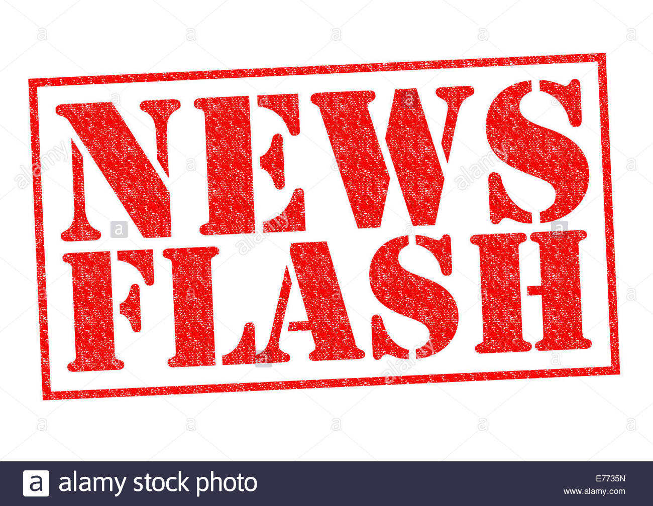 News Flash Red Rubber Stamp Over A White Background Stock Photo