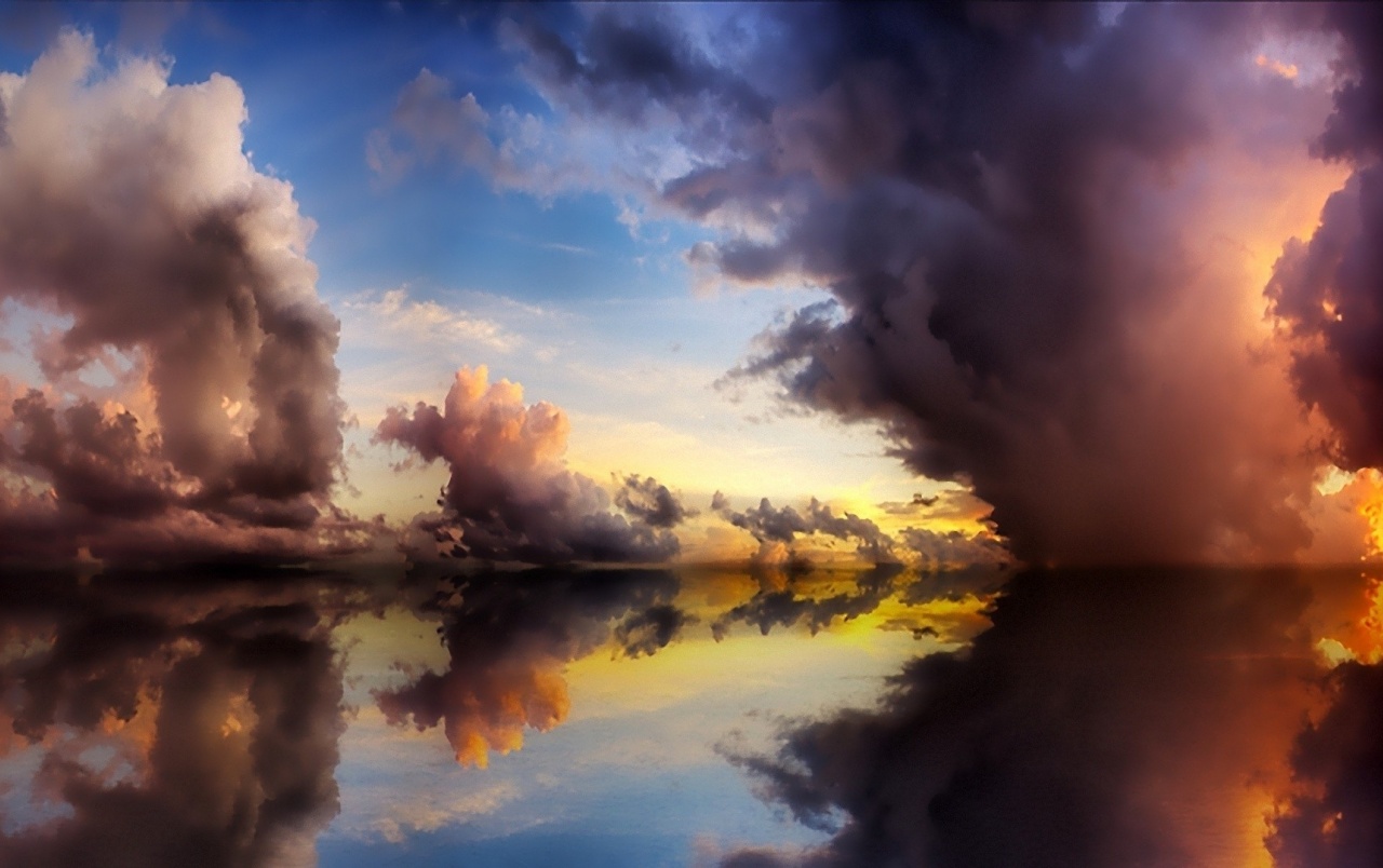 Powerful Clouds Ocean Wallpaper Stock