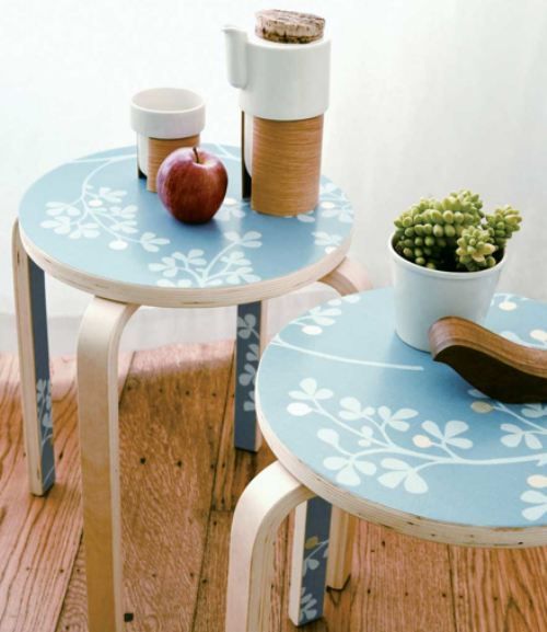Wallpaper Covered Stools Fun With Arts And Crafts