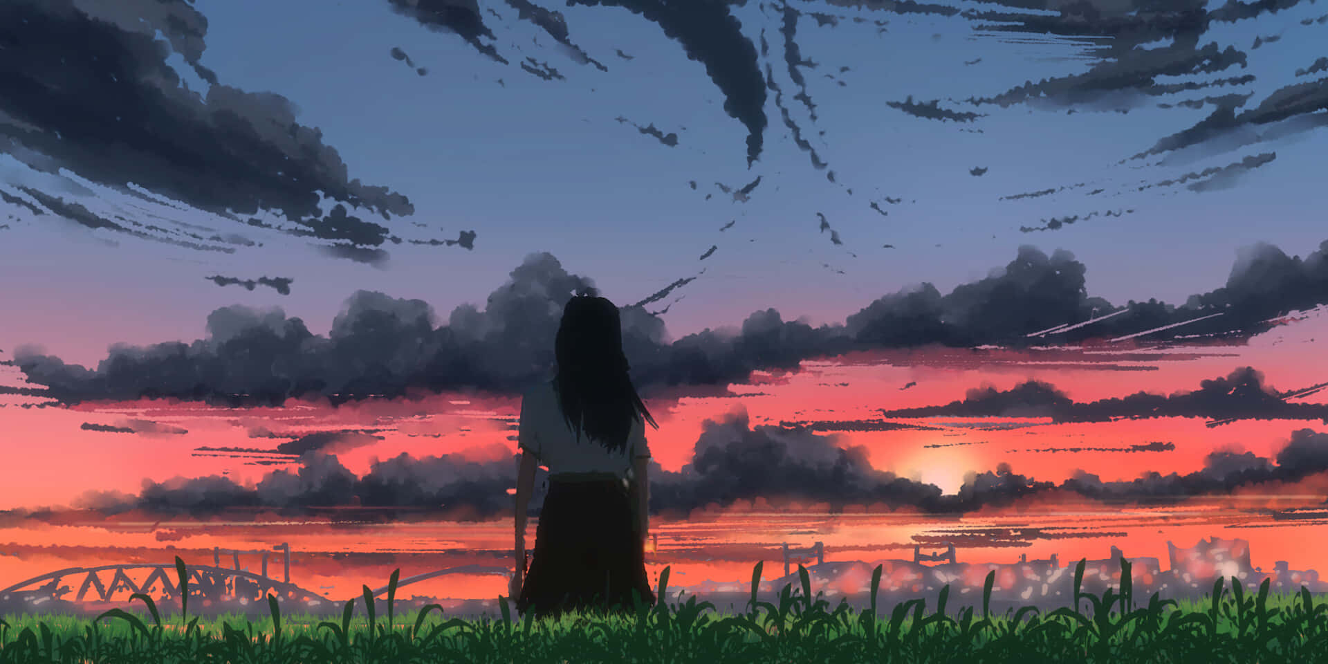 Anime Scenery Sunset Wallpaper