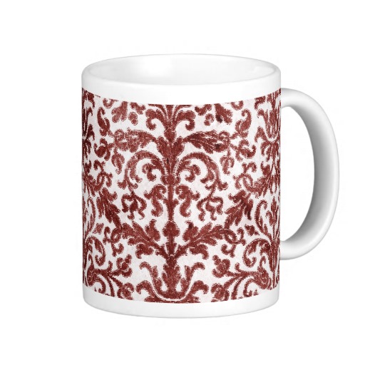 Red And White Damask Wallpaper Pattern Classic Coffee Mug