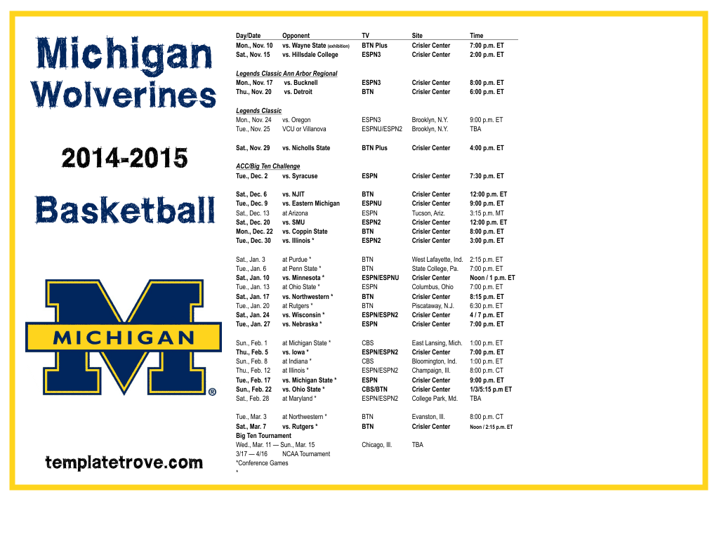 X Kb Png Michigan Basketball Schedule