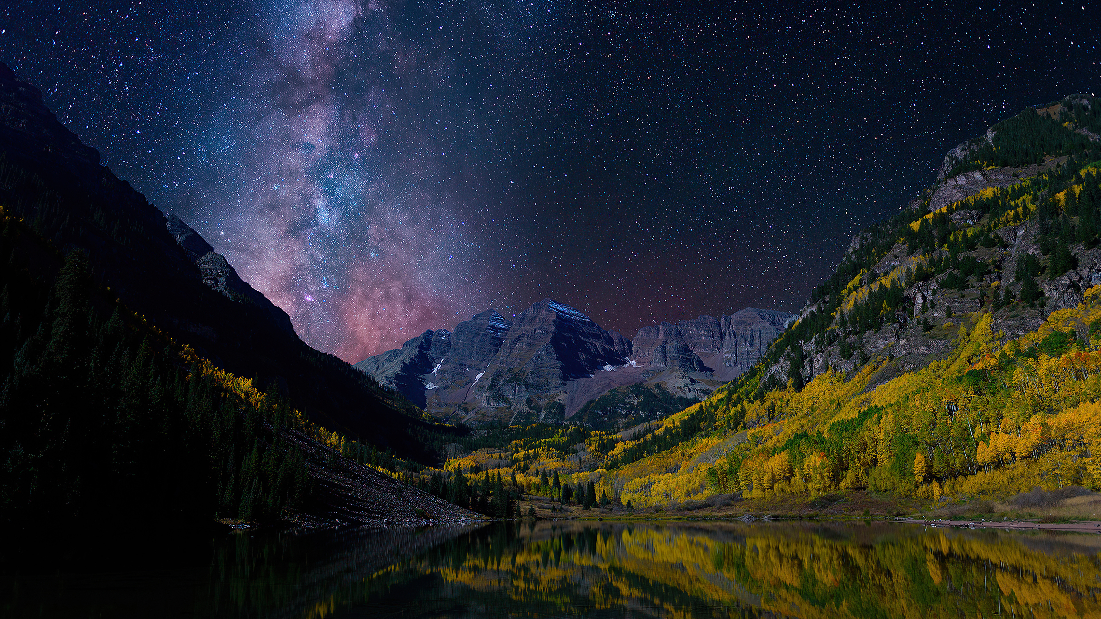 Milky Way On Starry Night Landscape 4k HD Wallpaper