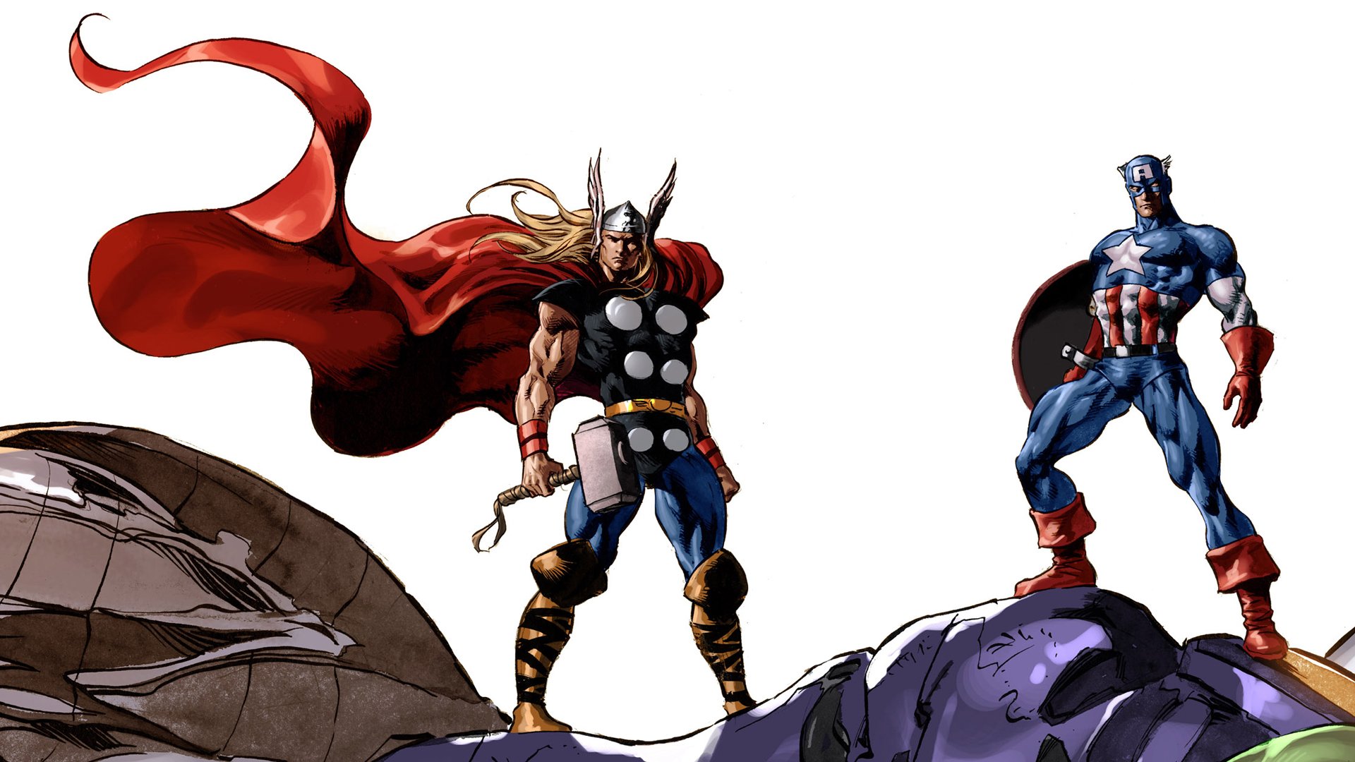 Ics Thor Captain America Marvel Wallpaper Background