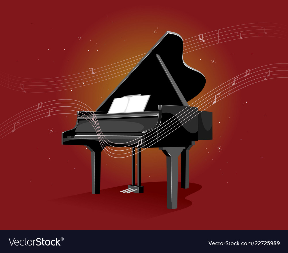 Black Piano On Red Background Royalty Vector Image