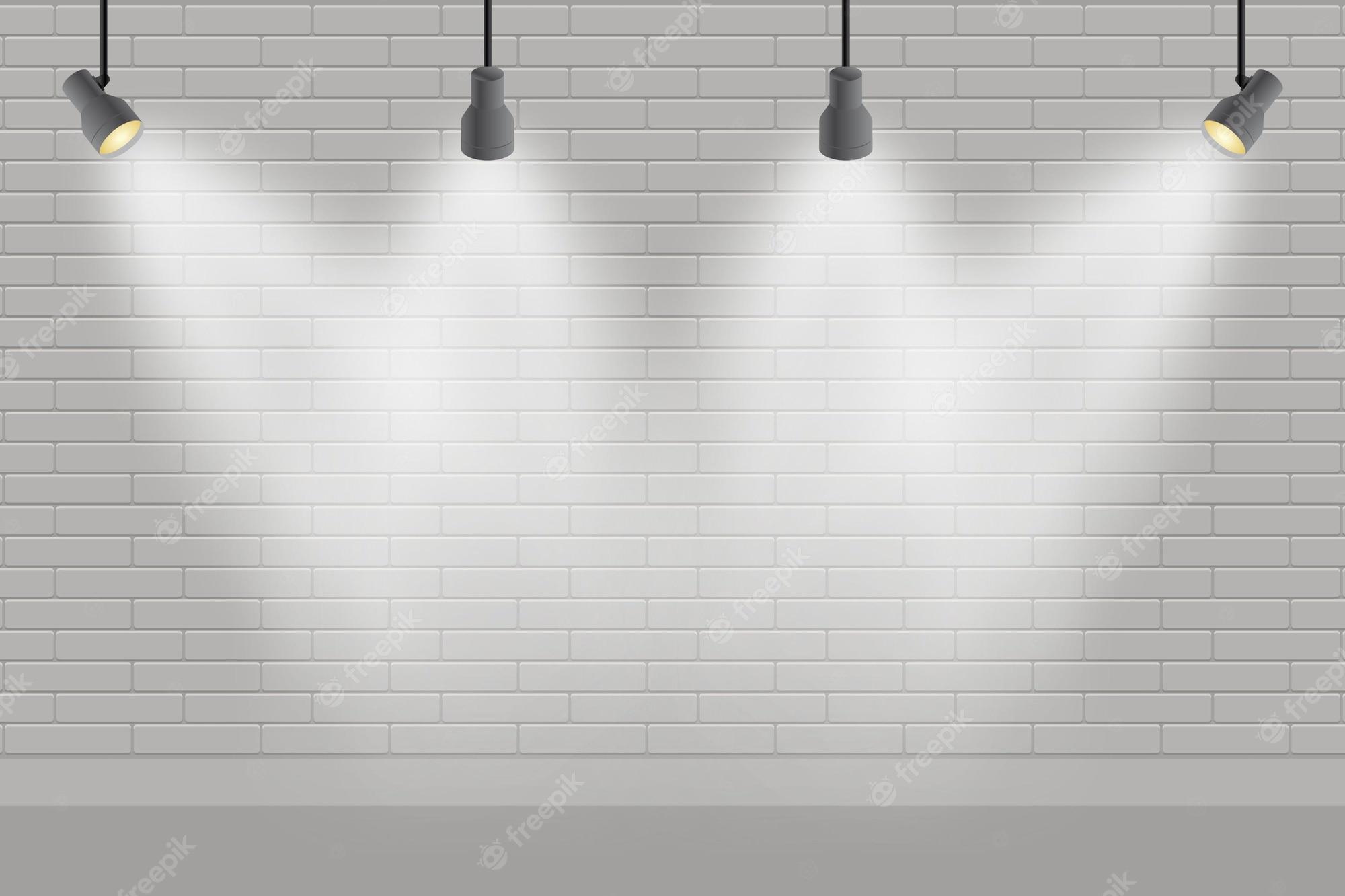 Premium Vector Brick Wall With Spot Lights Wallpaper