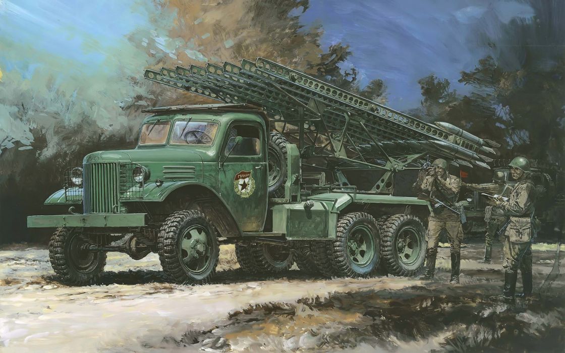 Missile Launchers Painting Art Soldiers Bm Katyusha Army
