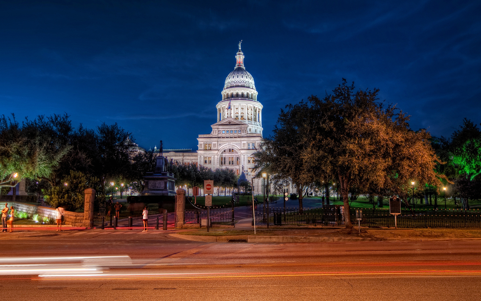 Wallpaper Texas State Capitol Austin Usa Night Road