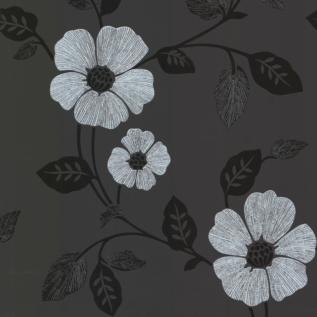 Zync Black Modern Floral Wallpaper Contemporary By